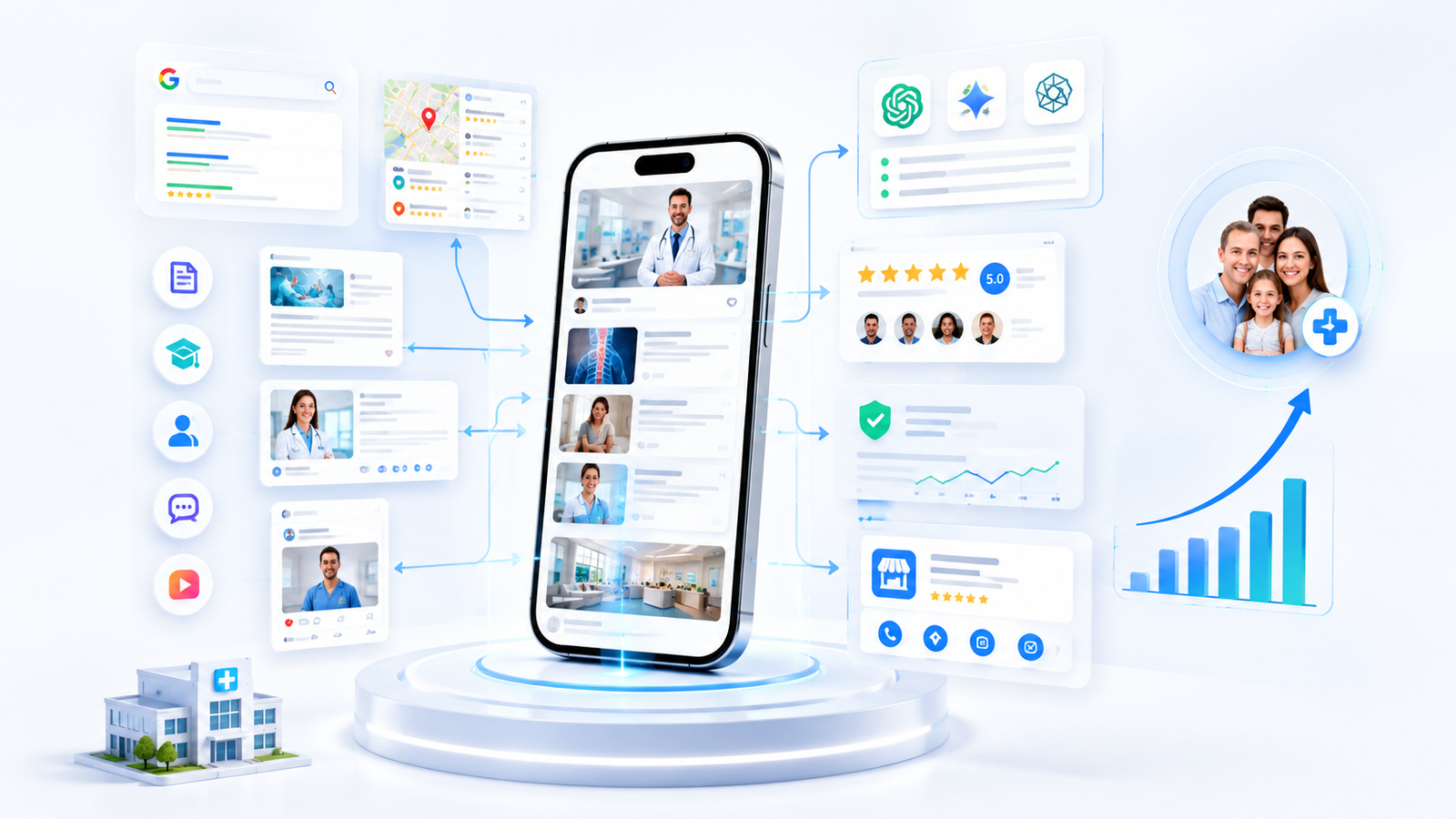Medical content marketing, social media, Google Maps SEO, and AI search optimization for doctors and dentists in Las Vegas and Orange County